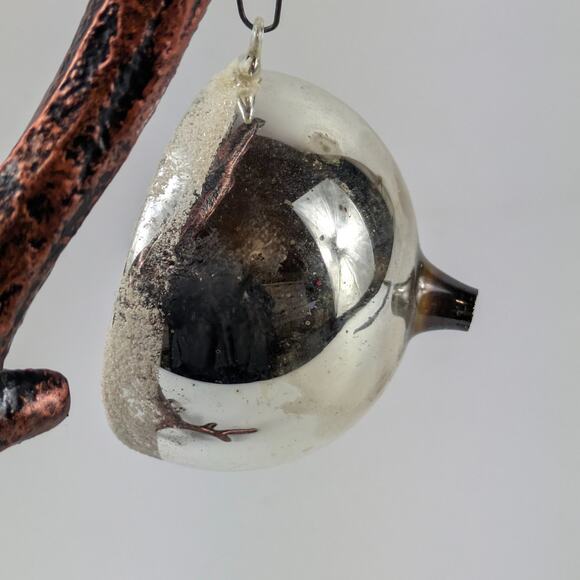 60s Diorama Christmas Ornament Celluloid Gnome Silver Mica Authentic Vtg Holiday - Picture 3 of 7